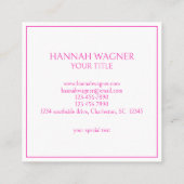 Pink and White Palm Palmetto Tree Monogram スクエア名刺 (裏面)