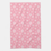 Pink And White Pattern Of Winter Snowflakes キッチンタオル (縦)