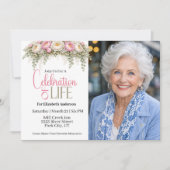 Pink and White Peony Celebration Of Life 招待状 (正面)