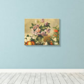 Pink and White Peony Flowers (Peonies Still Life) キャンバスプリント (インサイチュ (ウッドフロア))