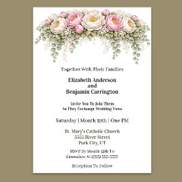 Pink and White Peony Wedding 招待状