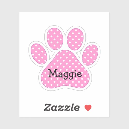 Pink and White Polka Dots With Name シール (シート)