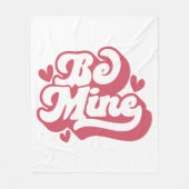 Pink and White Retro Vibes Be Mine  フリースブランケット (正面)