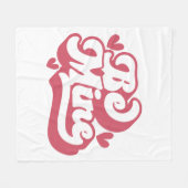 Pink and White Retro Vibes Be Mine  フリースブランケット (正面(横))