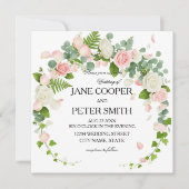 Pink and white roses Budget Wedding Invitation 招待状 (正面)