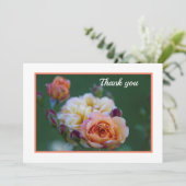 Pink And White Roses Flat Thank You Card サンキューカード (スタンド正面)