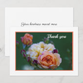 Pink And White Roses Flat Thank You Card サンキューカード (正面/裏面)