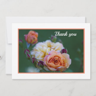Pink And White Roses Flat Thank You Card サンキューカード
