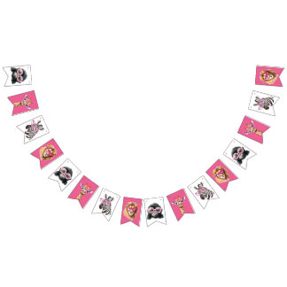 Pink and White Safari Animal Bunting Banner  バンティングフラッグ