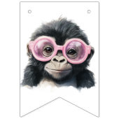 Pink and White Safari Animal Bunting Banner  バンティングフラッグ (第1の旗)