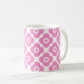 Pink and white simple floral pattern コーヒーマグカップ (正面右)