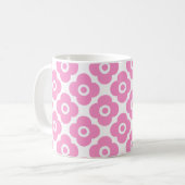 Pink and white simple floral pattern コーヒーマグカップ (正面左)