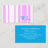 Pink and White Simple Stripes with Monogram 名刺 (正面/裏面)