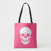 Pink And White Skull Head Spooky Halloween トートバッグ (正面)