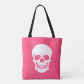 Pink And White Skull Head Spooky Halloween トートバッグ (裏面)