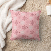 Pink and White Snowflakes  クッション (ブランケット)