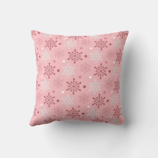 Pink and White Snowflakes  クッション (裏面)