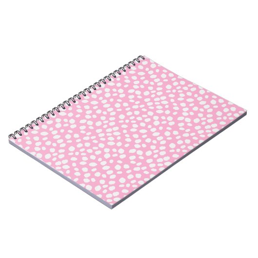 Pink and white spotty pattern notebook ノートブック (左側)