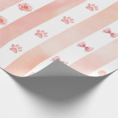 Pink and White Stripe - Hearts, Rose, Paw Print ラッピングペーパー (角)