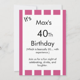 Pink and White Striped Birthday Invitation – 招待状