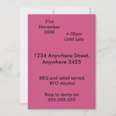 Pink and White Striped Birthday Invitation – 招待状 (裏面)