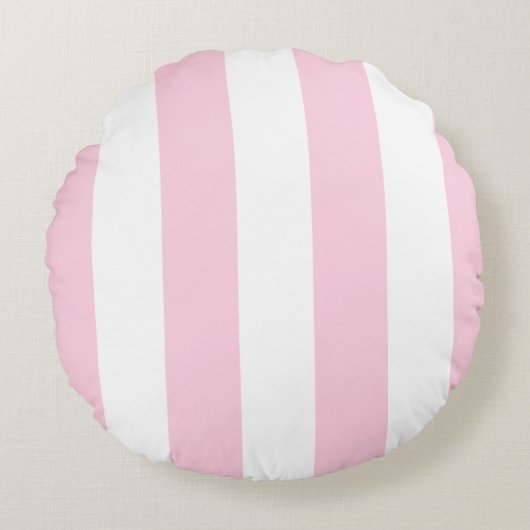 Pink and White Striped | Cabana Outdoor Pillow ラウンドクッション (正面)