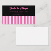 Pink and White Stripes Beauty Style Salon 名刺 (正面/裏面)