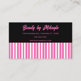 Pink and White Stripes Beauty Style Salon 名刺