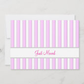 Pink and White Stripes Editable New Address 案内状 (正面)
