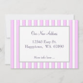 Pink and White Stripes Editable Script New Address 案内状 (裏面)
