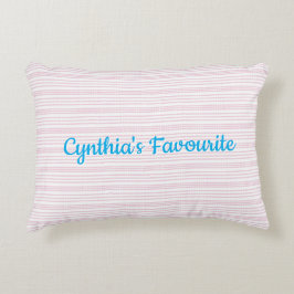 Pink and white stripes squared アクセントクッション