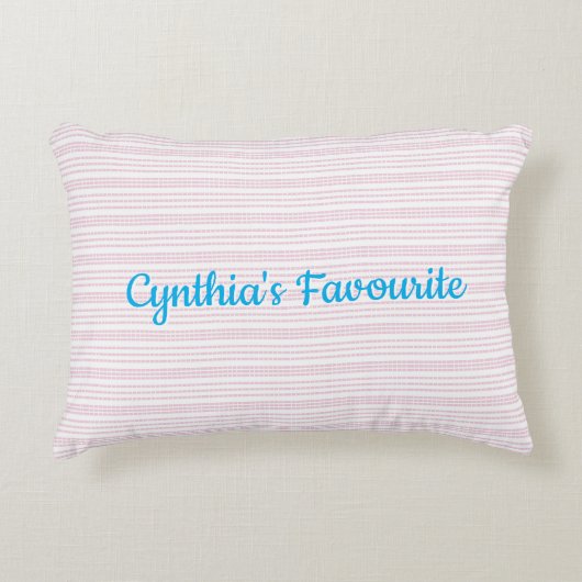 Pink and white stripes squared アクセントクッション (正面)