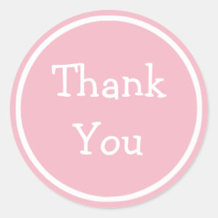 PINK and White Thank Youスタンプ ラウンドシール