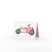 Pink and White Vintage Toy Car Personalized