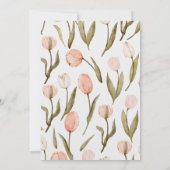 Pink and White Watercolor Tulips Baptism Invitatio 招待状 (裏面)
