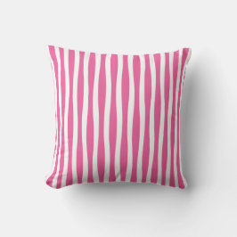 Pink and White Wavy Stripe Throw Pillow クッション