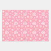 Pink And White Winter Snowflakes Pattern ラッピングペーパーシート (正面2)