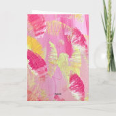 Pink and Yellow Abstract Art Folded Note Card ノートカード (裏面)