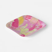 Pink and Yellow Abstract Art Paper Plate ペーパープレート (傾斜あり)