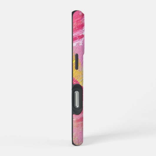 Pink and Yellow Abstract Art Phone Case iPhoneケース (右側面)