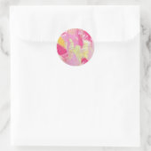 Pink and Yellow Abstract Art Sticker ラウンドシール (バッグ)