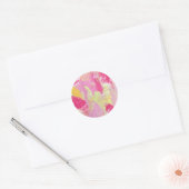 Pink and Yellow Abstract Art Sticker ラウンドシール (封筒)