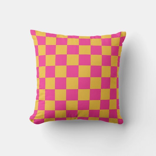 Pink and Yellow Checkerboard クッション (正面)