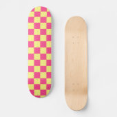 Pink and Yellow Checkered Print スケートボード (正面)