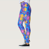 Pink and Yellow Floral Leggings レギンス (左)