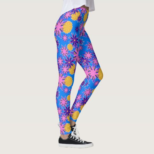 Pink and Yellow Floral Leggings レギンス (右)