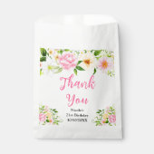 Pink and Yellow Flowers Birthday Thank You フェイバーバッグ (正面)