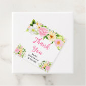 Pink and Yellow Flowers Bridal Shower Thank You フェイバータグ (インサイチュ)