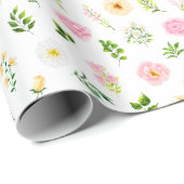 Pink and Yellow Flowers with Foliage Pattern ラッピングペーパー (ロールコーナー)