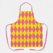 Pink and Yellow Harlequin Checkered Design  エプロン (正面)